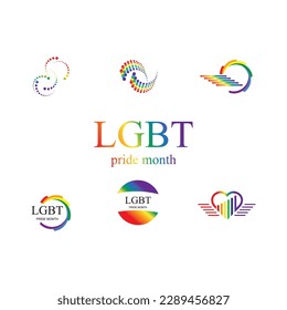 LGBT Pride Month logo and symbol set illustration design