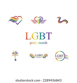 LGBT Pride Month logo and symbol set illustration design