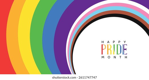 lgbt pride month rainbow background and text calligraphy