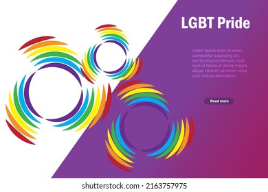 LGBT pride month. LGBT rainbow color in stripe circle template. To celebrate gay, lesbian, homosexual pride culture and transgender community. Vector backdrop, frame, template and banner.