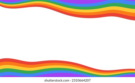 LGBT pride month rainbow colors love concept wave flag colorful frame vector  banner on white background