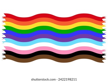 LGBT Pride Month. Rainbow Flag or LGBTQ Pride Flag. Gay, Lesbian, Bisexual and Transgender Community. Vector Illustration. 