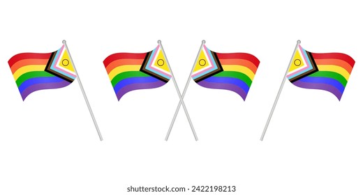 LGBT Pride Month. Rainbow Flag or LGBTQ Pride Flag. Gay, Lesbian, Bisexual and Transgender Community. Vector Illustration. 