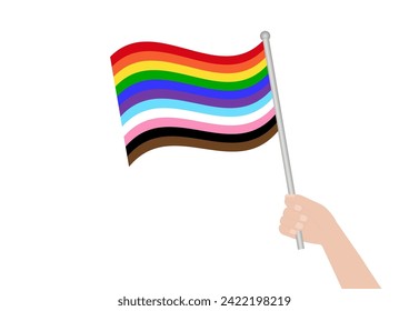 LGBT Pride Month. Rainbow Flag or LGBTQ Pride Flag. Gay, Lesbian, Bisexual and Transgender Community. Vector Illustration. 