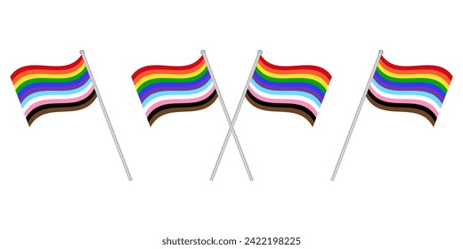 LGBT Pride Month. Rainbow Flag or LGBTQ Pride Flag. Gay, Lesbian, Bisexual and Transgender Community. Vector Illustration. 
