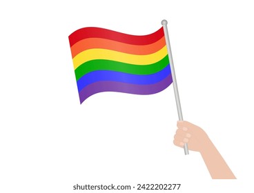 LGBT Pride Month. Rainbow Flag or LGBTQ Pride Flag. Gay, Lesbian, Bisexual and Transgender Community. Vector Illustration. 