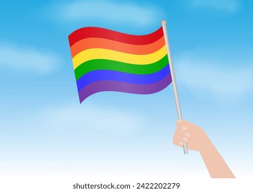 LGBT Pride Month. Rainbow Flag or LGBTQ Pride Flag. Gay, Lesbian, Bisexual and Transgender Community. Vector Illustration. 