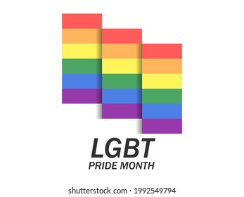 LGBT-Stolz Monat, Regenbogen-Flaggen auf weißem Hintergrund. Toleranz und Liebe. Festival der sexuellen Minderheiten, Homosexuelle und Lesben, Transgender Menschen. Design für Banner und Poster. Vektorgrafik