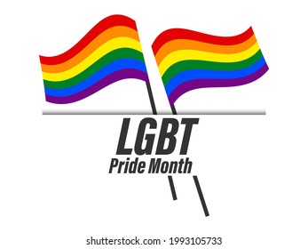 LGBT pride month, rainbow flags on white background. Tolerance and love. Festival of sexual minorities, gays and lesbians, transgender people. Design for banner and  poster. Vector illustration