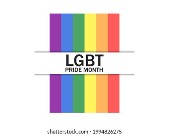 LGBT pride month, rainbow flags on white background. Tolerance and love. Festival of sexual minorities, gays and lesbians, transgender people. Design for banner and  poster. Vector illustration