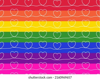 LGBT Pride Month. Seamless pattern colorful heart rainbow color background. Vector. 