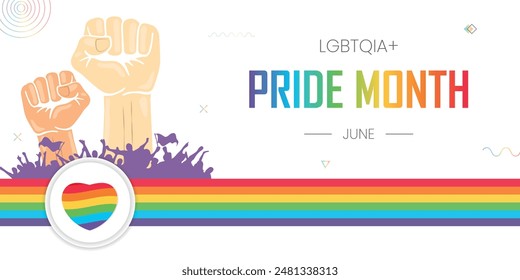 LGBT pride month, support people to gain equal rights, lgbtq parade campaign banner, human unity of different races, Stop racism and discrimination, lesbian, gay, bisexual, and transgender community