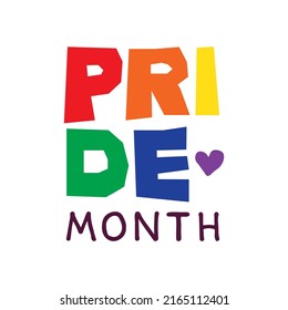LGBT pride month symbol.  Gay community concept isolated on white. Vector illustration design element for leaflet, magnet, sticker, booklet.
