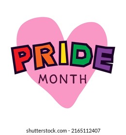 LGBT pride month symbol.  Gay love heart concept isolated on white.  Vector illustration design element for leaflet, magnet, sticker, booklet.