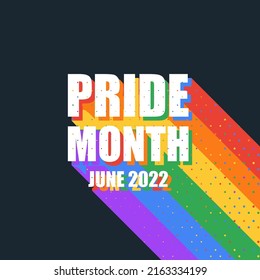 Texto del Mes del Orgullo LGBT con colores de bandera LGBT