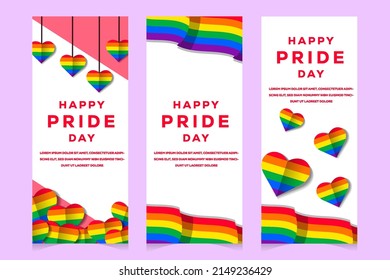 LGBT pride month vertical banner illustration template set