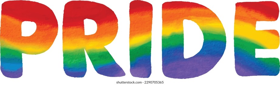 LGBT  Pride month watercolor texture concept.Rainbow  with pride text  background. vector