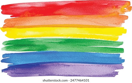 LGBT Pride month watercolor texture concept. Rainbow brush style isolate on white background.