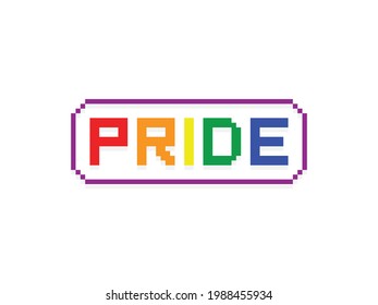 LGBT pride pixel art vector on white background.Vector template for poster, social network, banner, cards. word PRIDE for poster. LGBTQ love symbol background. Concept design.