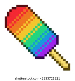 LGBT-Pride-Rainbow-farbene Popsicle-Bar, Pixel-Art-Icon, einzeln