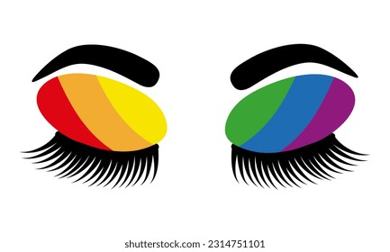 LGBT pride rainbow concept icon. Pride flag colors eyeshadow vector illustration isolated on white background