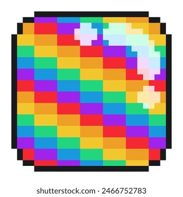 LGBT Pride Rainbow Glossy Round Cube, Pixel Art Icon, isoliert