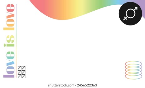 LGBT Pride Rainbow Gradient Flat Style Frame on White Background