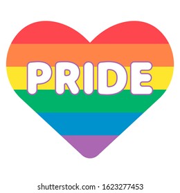 LGBT pride rainbow heart flat style. Saint Valentine's Day greetings card stock illustration