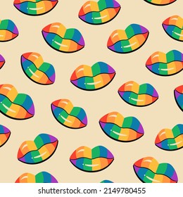 El arcoiris del orgullo LGBT se manifiesta en un patrón sin fisuras. Ilustración vectorial.