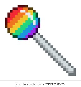 LGBT Pride Rainbow Lollipop, Pixel Art Icon, isoliert