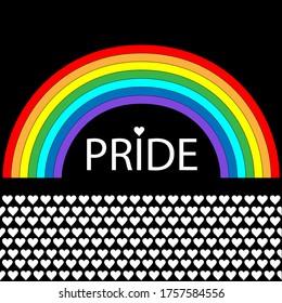 Sellación del arco iris del Orgullo LGBT. Arcoiris vectorial con arcos aislados en fondo negro