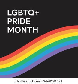LGBT PRIDE with Rainbow Square Banner Template for Social Media Post, Happy PRIDE MONTH logo ,LGBTQ white Pride Text Isolated on  Background ,Typography Design Element Vector EPS10