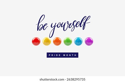Lgbt Pride and slogans social media post. Vector design element for lgbt pride social post, banner, logo Pride. Template love is love, be proud, be yourself. Liquid forms in lgbt flag colours.