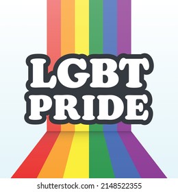LGBT Pride Social Media Post. Pride Month Day Banner with pride flag colors rainbow on white background. Vector Illustration.