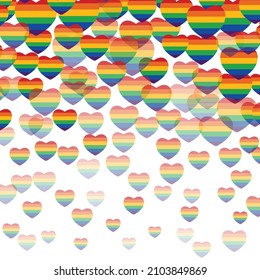 LGBT pride symbol. Seamless pattern with gay rainbow hearts. Pride month. Vector illustration design element for wallpaper, wrapping paper, fabric.