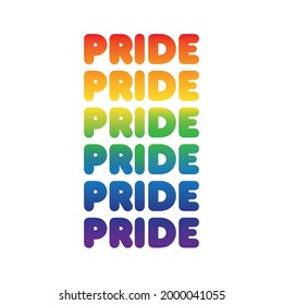 LGBT Pride Typography Vector. Pride Text with LGBTQ Rainbow Flag Colours. Creative Retro Text Lettering for Pride Month