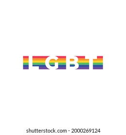LGBT Pride Typography Vector. Pride Text with LGBTQ Rainbow Flag Colours. Creative Retro Text Lettering for Pride Month