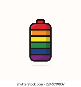 Diseño del Vector del Orgullo LGBT. El nivel de la batería está cargado en barras de colores arcoiris para la presentación orgullosa de LGBTQ. Esbozo o estilo dibujado a mano. Orgulloso y Vergonzoso. Imprimir para maquetas o productos.