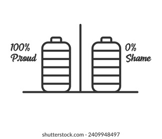 LGBT Pride Vector design. Battery level as full charged in rainbow colors bars for LGBTQ proud display. Sketch or hand-drawn style. Proud and Shame. Print for mockups or products.