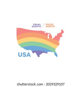 Lgbt pride vector flat illustration lesbian gay bisexual transgender male Premium Vector USA America Map