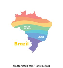 Lgbt-stolz Vektorgrafik flach lesbische schwule bisexuelle Transgender-Männchen Premium Vector Flag Brasilien Karte