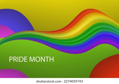 Lgbt pride wave. Rainbow, colorful ribbon, multicolor curve line. Pride month event, modern concept of holiday of human rights and tolerance, active community. Banner with LGBTQ flag wavy. Vector 3d. 