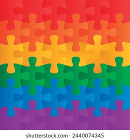 LGBT puzzle background vector with flag colors.