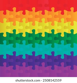 LGBT puzzle background vector with flag colors.