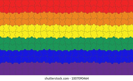 LGBT Puzzles Pieces Background - Vector Illustration. Lgbt rainbow flag.
