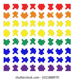 LGBT Puzzles Pieces Background - Vector Illustration. Lgbt rainbow flag. Jigsaw colorful puzzle four vector templates set