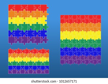 LGBT Puzzles Pieces Background - Vector Illustration. Lgbt rainbow flag. Jigsaw colorful puzzle.