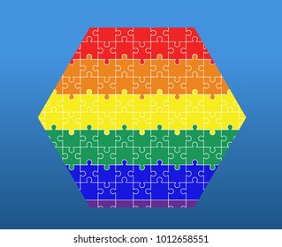 LGBT Puzzles Pieces Background - Vector Illustration. Lgbt rainbow flag. Jigsaw colorful puzzle.