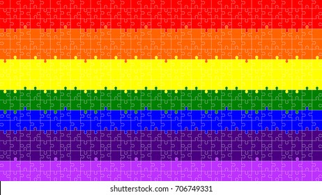 LGBT Puzzles Pieces Background - Vector Illustration. Lgbt rainbow flag. 