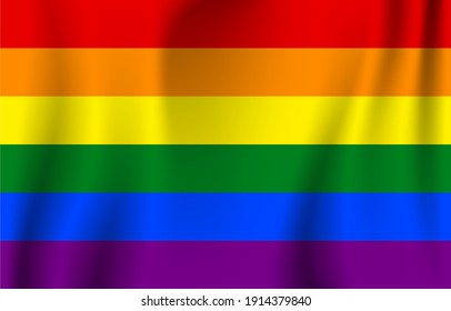 Bandera de color arcoiris LGBT Orgullo de Gay, Lésbica ondulante concepto vectorial fondo